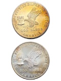 Lot of 2 - 1 Ounce (each) Fine .999 Silver Rounds - Tri-State refining - Toned