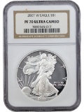NGC 2007-W PR70 American Silver Eagle Dollar - Proof Ultra Cameo