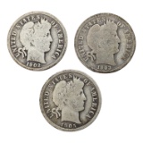 Lot of 3 Silver Barber Dimes - 1902, 1903-O, 1905