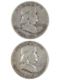 Lot of 2 Silver Franklin Half Dollars - 1950, 1951
