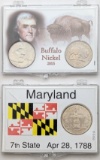 Lot of 2 Commemorative Sets - 2005 Buffalo Nickels & 2000 Maryland Quarter