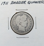 1911 Silver Barber Quarter