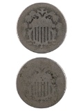 Lot of 2 Shield Nickels