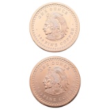 Lot of 2 - 1 Ounce (each) Fine .999 Copper Rounds - Aztec