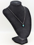Sterling Silver Blue Enamel Miraculous Medal Ladies Necklace