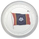 MIssissippi 1 Ounce Fine .999 Silver Round - MS Flag, Bird & Flower!