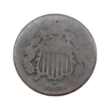 1864 Two Cent Piece - Fine - Toned