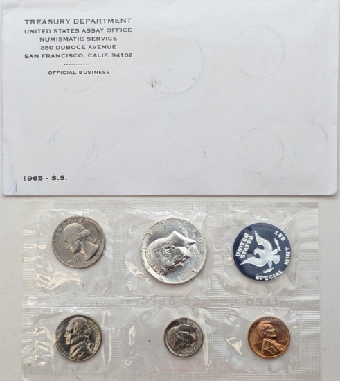 1965 US Mint Uncirculated Coin Set w/ Silver JFK