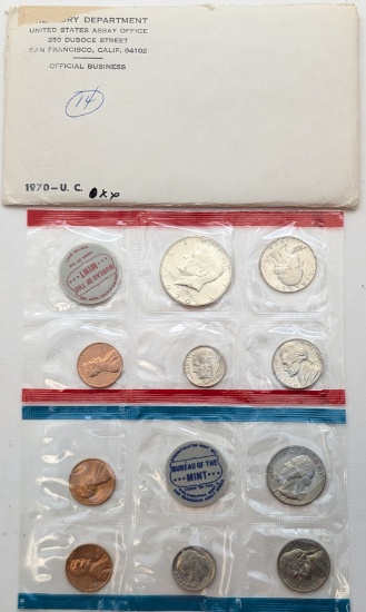 1970 US Mint Uncirculated Coin Set w/ Silver JFK