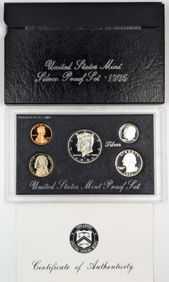 1995 Silver US Mint Proof Set w/ COA w/ Silver Half, Quarter & Dime