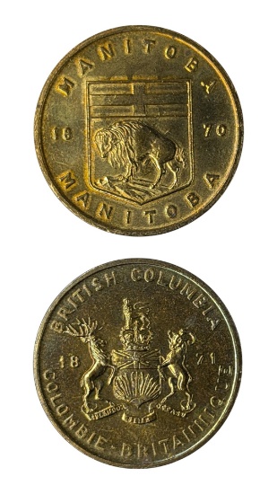 Lot of 2 Canada Tokens - Manitoba & British Columbia