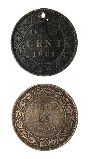 Lot of 2 Canada 1 Cent - 1881, 1904
