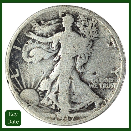 1917 Silver Walking Liberty Half Dollar - KEY DATE