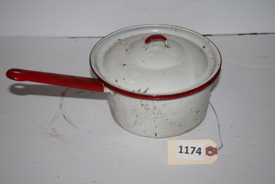 Red and White Enamel Pot