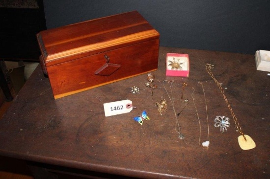 Costume jewelry and wooden jewelry box