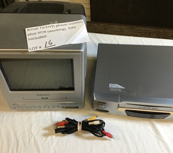 Small TV/DVD Player combo, plus VCR (working), in Tote