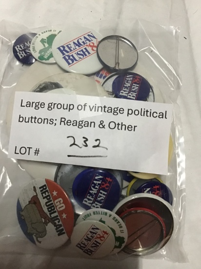 Large group of vintage political buttons; Reagan & Others
