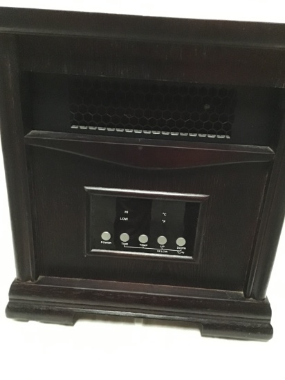 Electric space heater with remote, on wheels