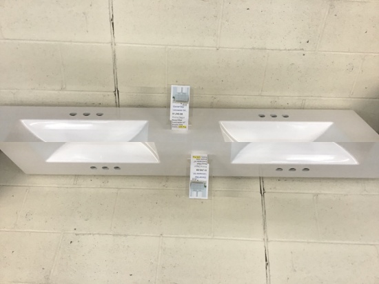 Brand new Landcaster 60" double sink vanity base with top