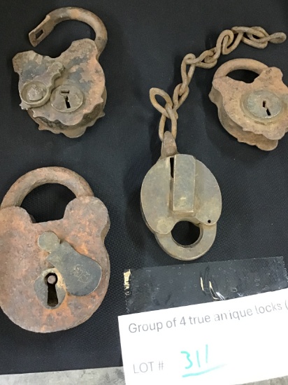 Group of 4 true antique locks