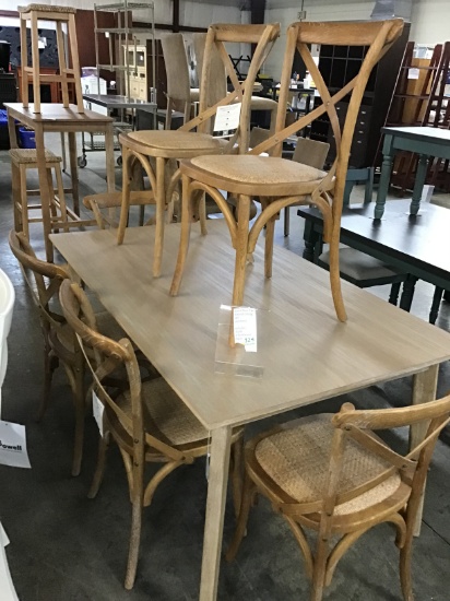 Brand new 7 pc natural dining set, modern
