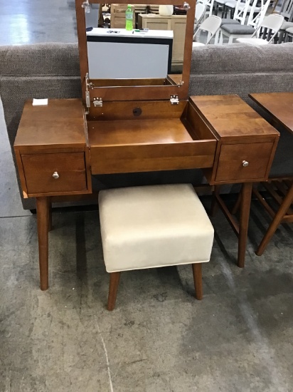 Brand new Mid Century style makeup vanity with stool