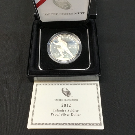 US Mint Silver Dollar Proof Infantry Soldier with COA