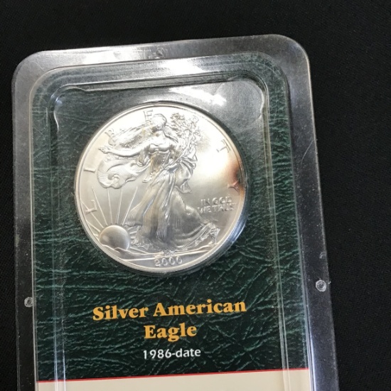 Uncirculated 1oz Silver Eagle in blister pack with natural toning