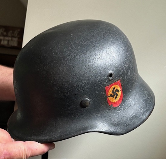 Authentic World War II Nazi SS Helmet with leather insert