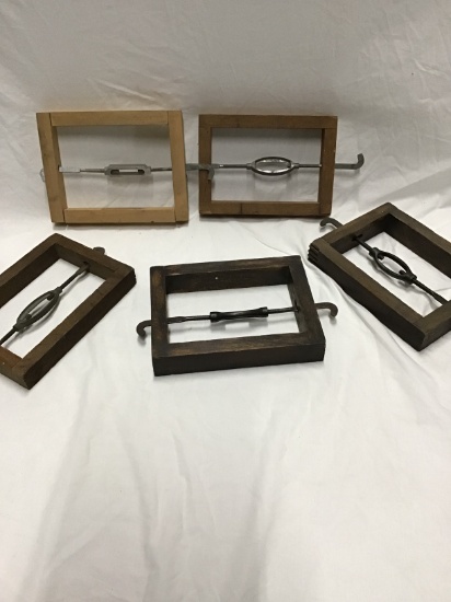 Group of 5 Antique Headboard & Footboard Displays with tray