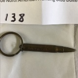 Antique North American Hunting Club Bullet Keychain