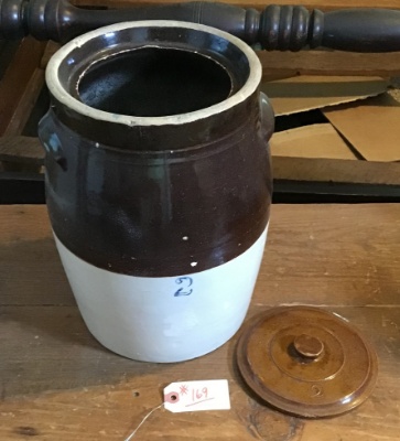 Vintage #2 stone crock with lid that does not match