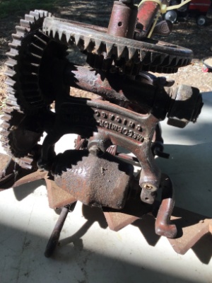 Vintage McCormick Deering hand crank sickle bar mower sharpener
