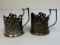 ANTIQUE IMPERIAL RUSSIAN 84 SILVER TEA GLASS HOLDERS SET OF 2