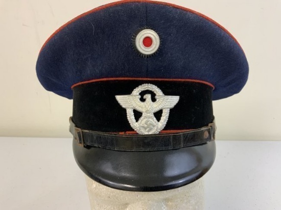 WWII GERMAN FIRE POLICE OFFICIAL VISOR HAT CAP