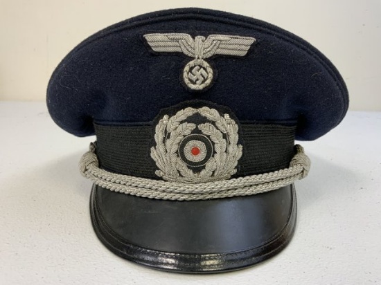 WWII GERMAN NAVY KRIEGSMARINE BLUE TOP ADMINISTRATIVE OFFICER VISOR HAT