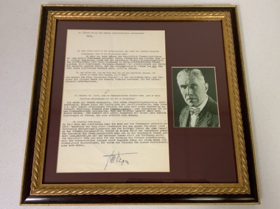 FRANZ VON PAPEN SIGNED DOCUMENT PROFESSIONALLY FRAMED WITH A CERTIFICATE OF AUTHENTICITY
