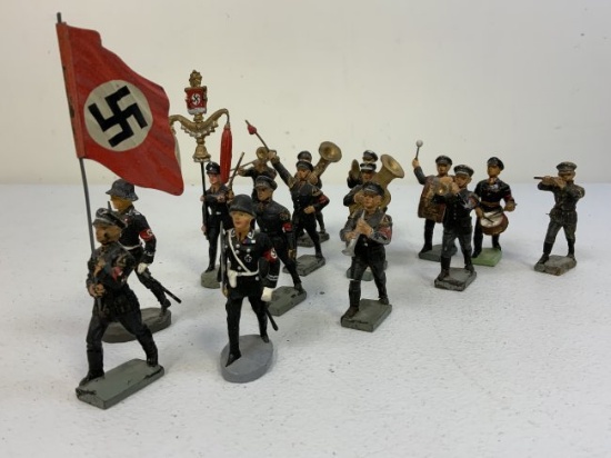 GERMAN NAZI PERIOD LINEOL / ELASTOLIN TOY SOLDIERS SA BROWN SHIRT BAND LOT OF 15