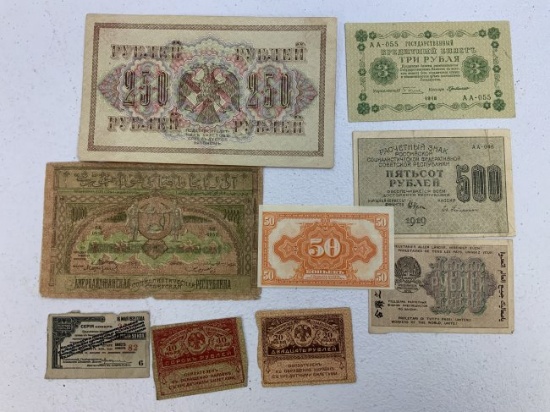 IMPERIAL RUSSIA / RUSSIAN CIVIL WAR / EARLY SOVIET  LOT OF BANK NOTES