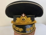 USSR SOVIET RUSSIAN NAVY ADMIRAL BLACK TOP VISOR HAT