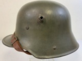 WWI IMPERIAL GERMAN M18 STEEL HELMET COMPLETE WITH LINER AND CHIN STRAP