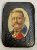 WWI GERMAN PATRIOTIC CIGARETTE CASE WITH HINDENBURG PICTURE