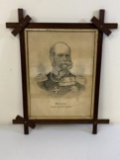 ANTIQUE IMPERIAL GERMAN FRAMED PRINT OF KAISER WILHELM I