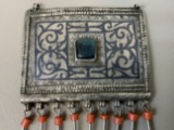 ANTIQUE CAUCASIAN SILVER NIELLO CORRAL DECORATIVE PENDANT