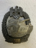 WWII GERMAN PANZER ASSAULT BADGE 100 ENGAGEMENTS JFS