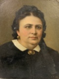 RUSSIA 19th CENTURY ANTIQUE OIL ON BOARD PAINTING OF A WOMAN