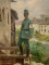 ANTIQUE WWI ERA IMPERIAL GERMAN ORIGINAL ARTWORK PAINTING JAGER BATTALION