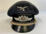 WWII GERMAN LUFTWAFFE OFFICERS VISOR CAP