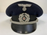 WWII GERMAN NAVY KRIEGSMARINE BLUE TOP ADMINISTRATIVE OFFICER VISOR HAT