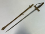ANTIQUE US FRATERNAL MASONIC DRESS AND CEREMONIAL SWORD KNIGHTS GOLDEN EAGLE